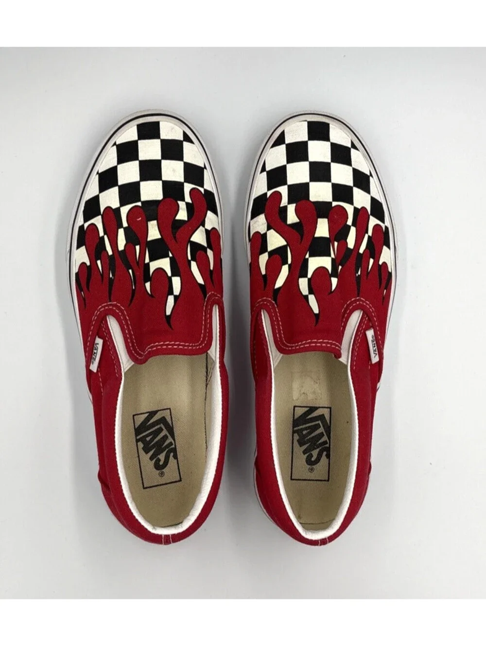 Vans Classic Slip-On Red Black Checkerboard Men 7.5 Women 9